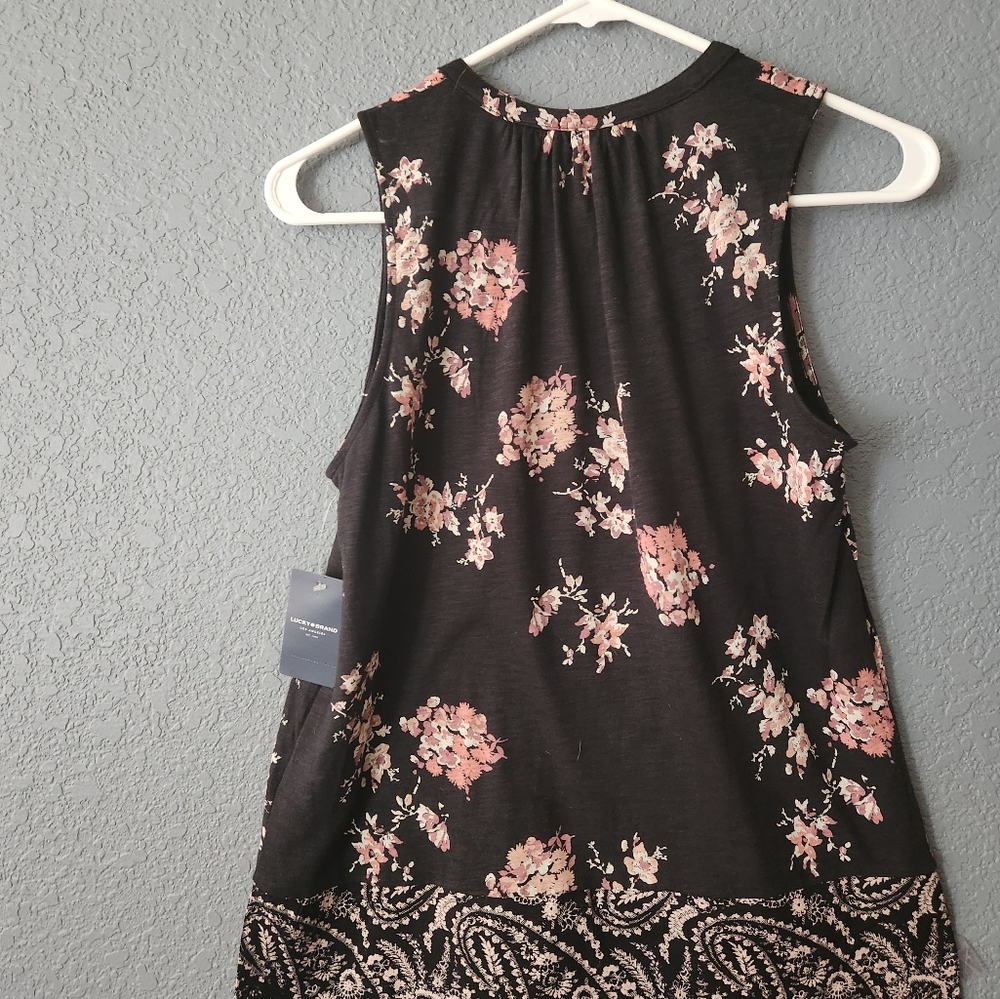 Lucky Brand Black and Pink Floral Tank Top - Picture 6 of 6